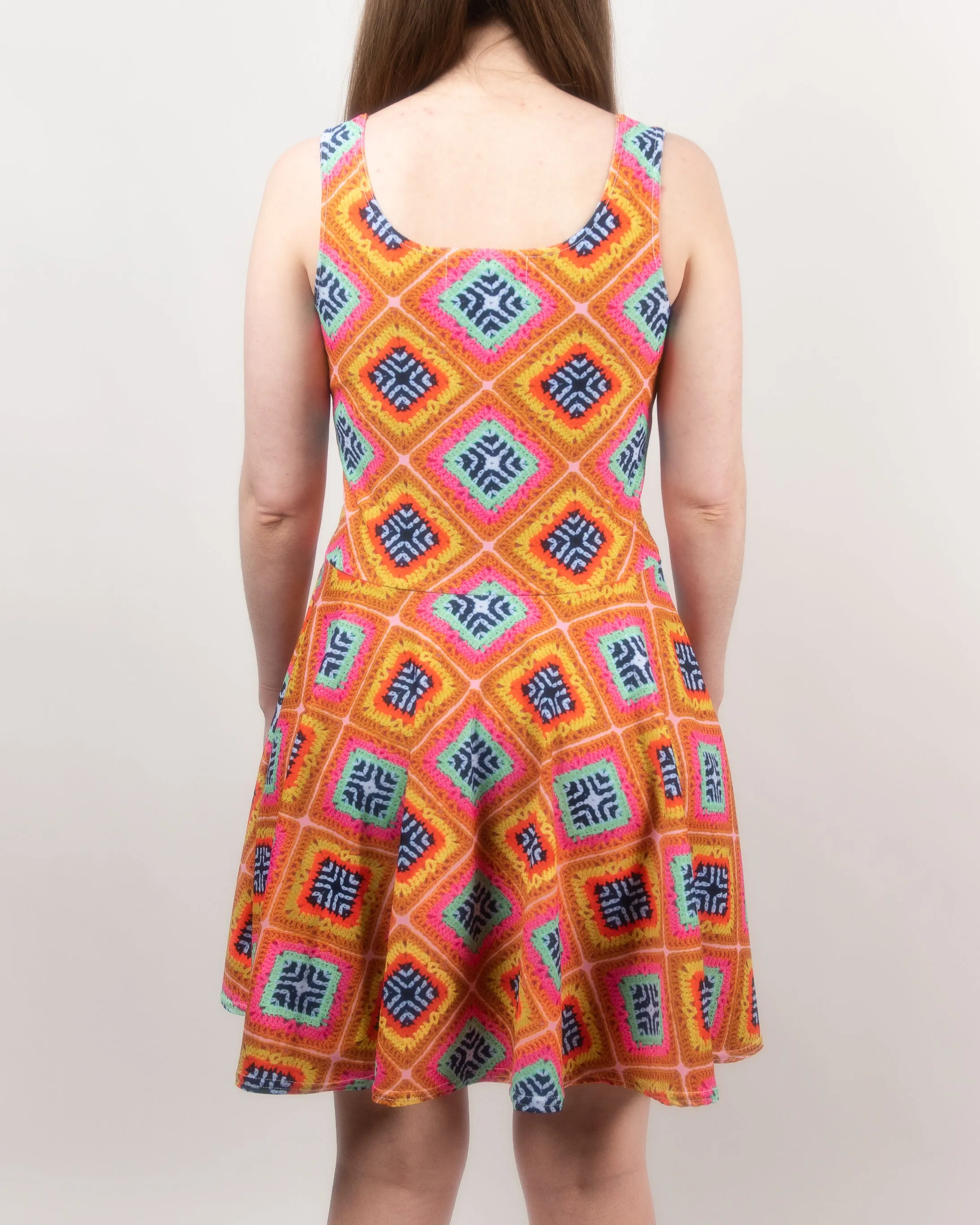 'Tropica' Crochet Print Skater Dress
