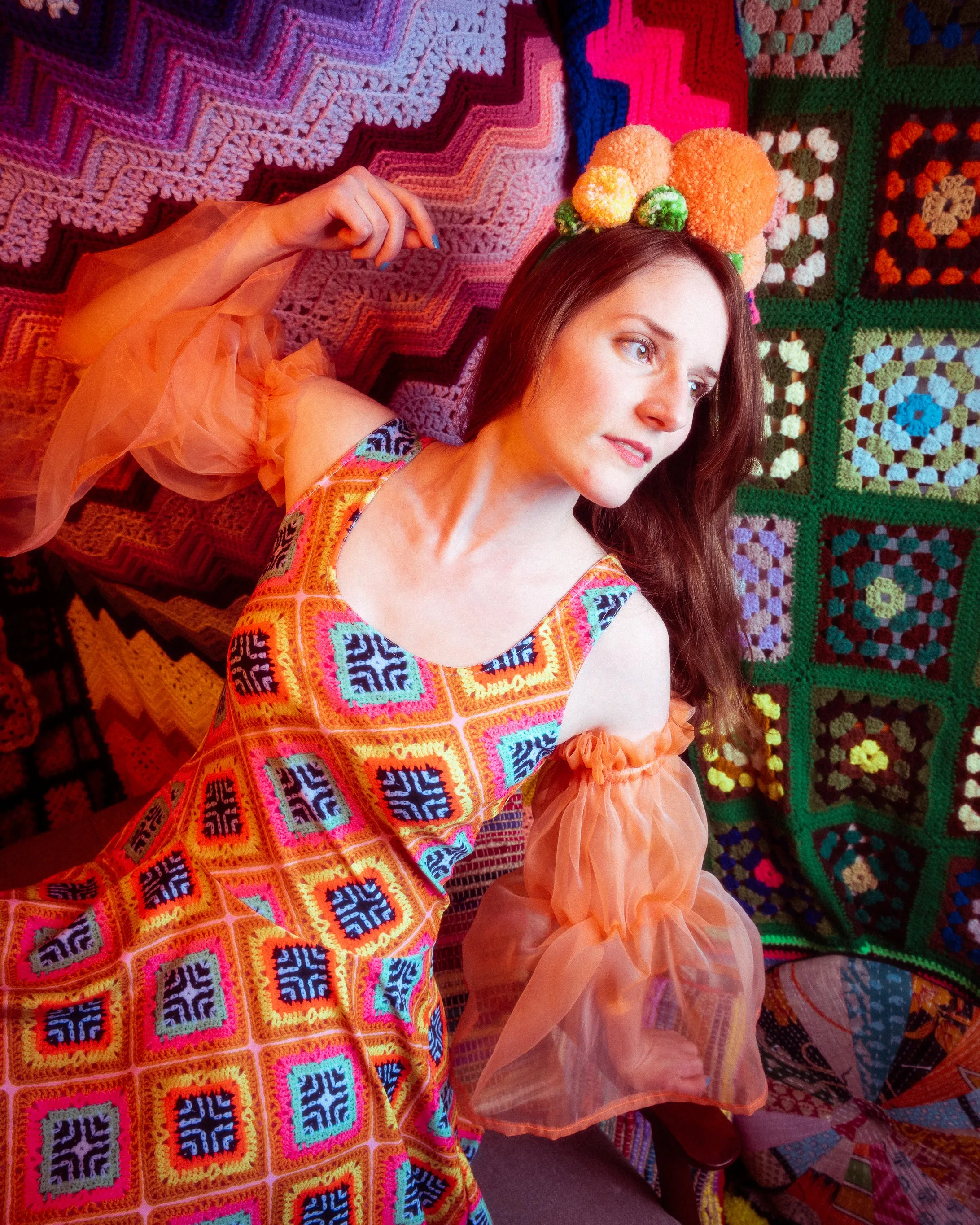 'Tropica' Crochet Print Skater Dress