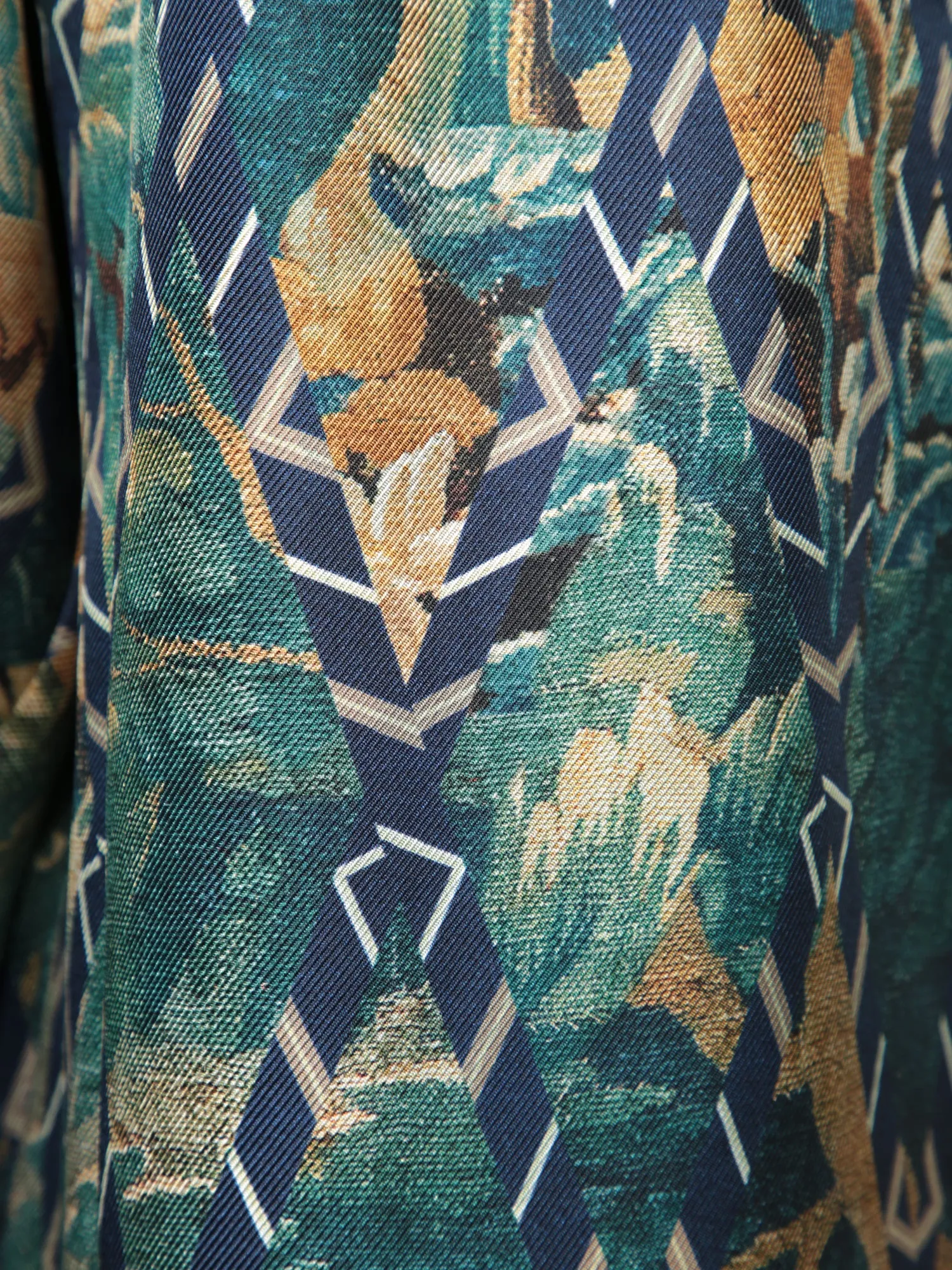 Turquoise Patterned Silk Trousers