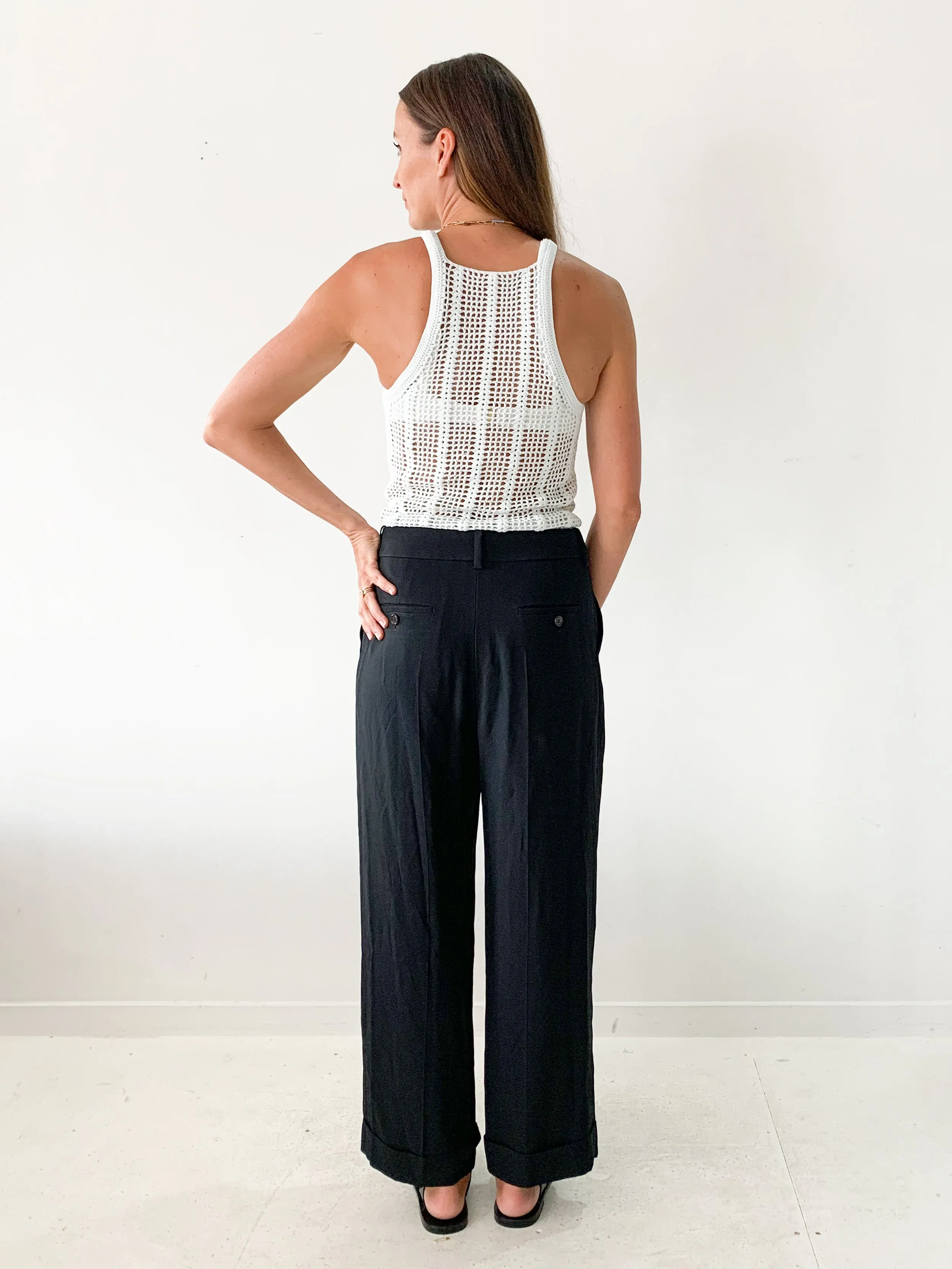 Wide-Leg Cady Cropped Trousers