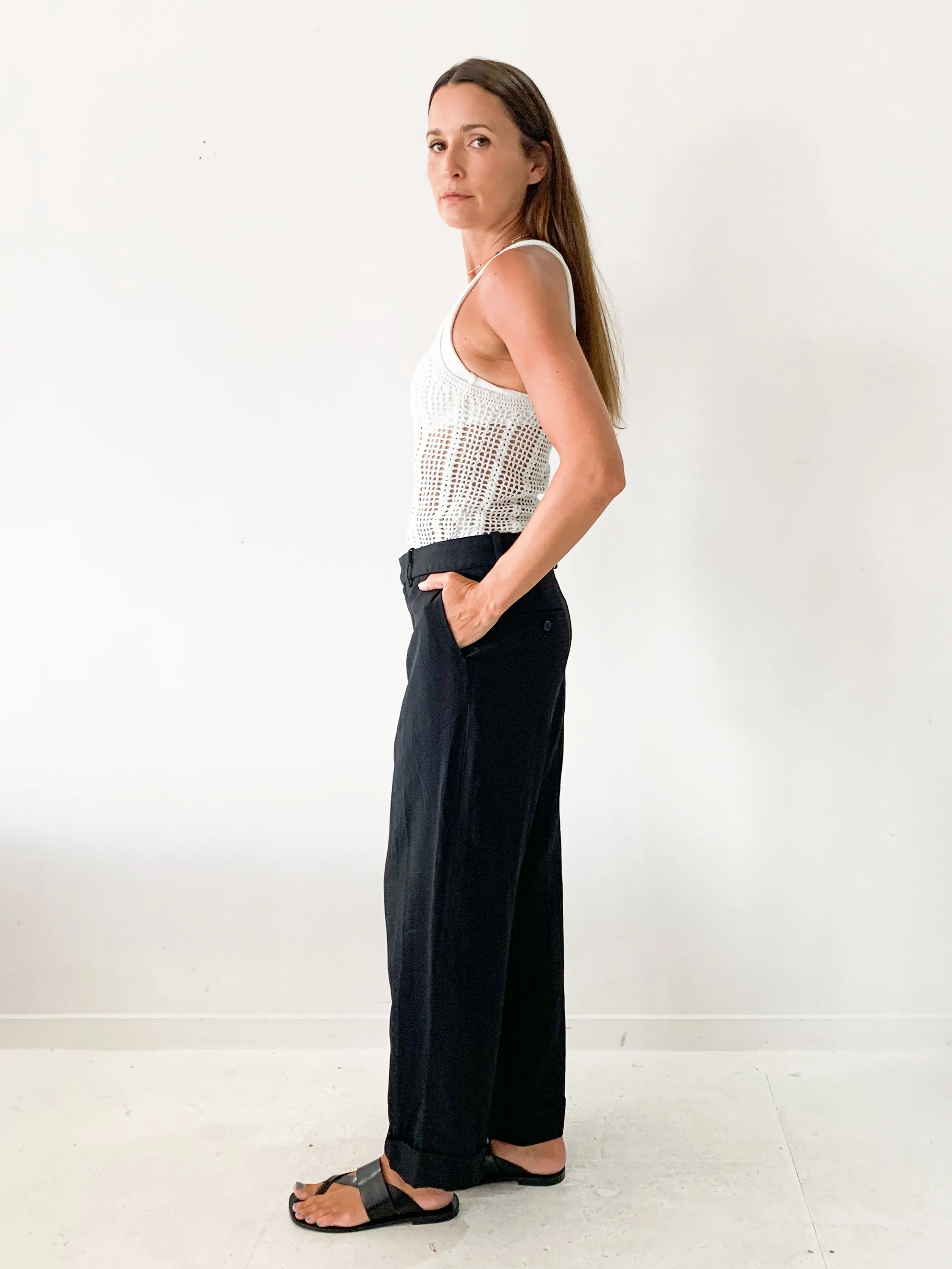 Wide-Leg Cady Cropped Trousers