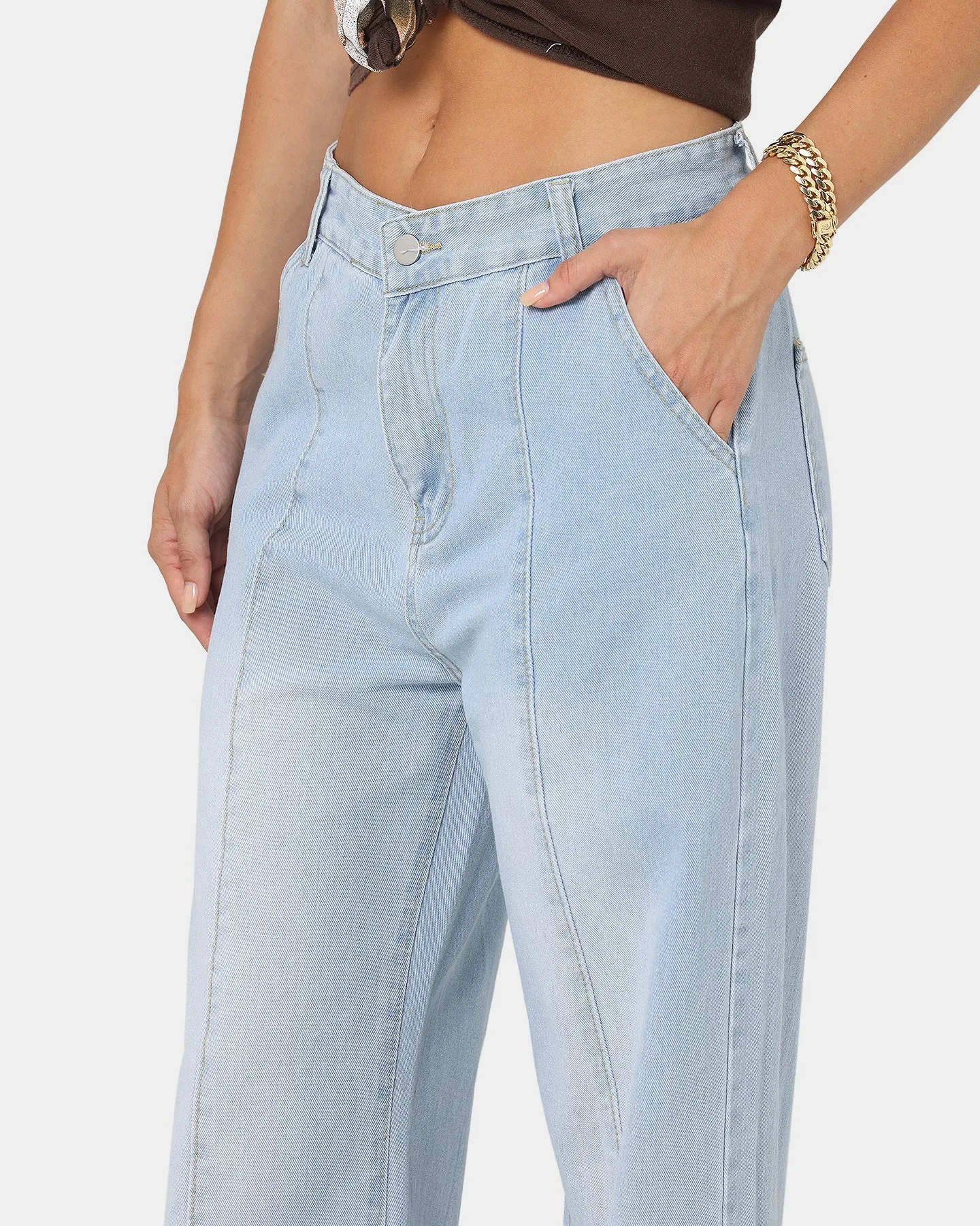 XXIII Women's Callie Pleat Bell Bottom Jeans Blue