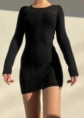 Y2k Black Knit Mini Dress (S)